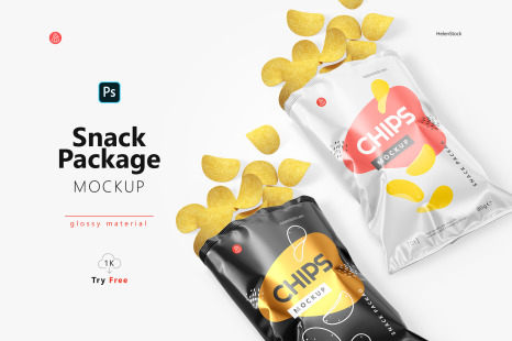 Opened Glossy Snack Package Mockup