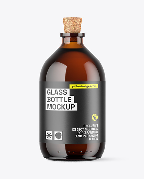 Amber Glass Bottle Mockup