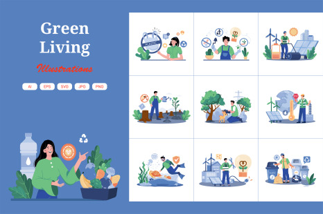 M693_Green Living Illustration Pack