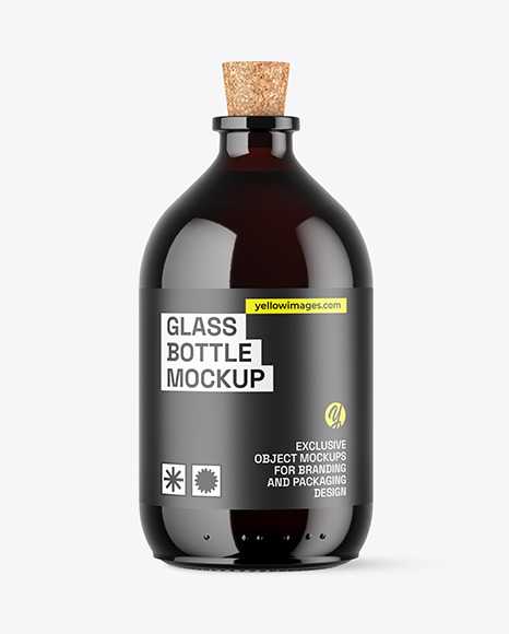 Dark Amber Glass Bottle Mockup