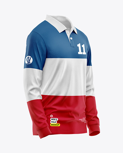 Men&#039;s Long Sleeve Polo Shirt Mockup
