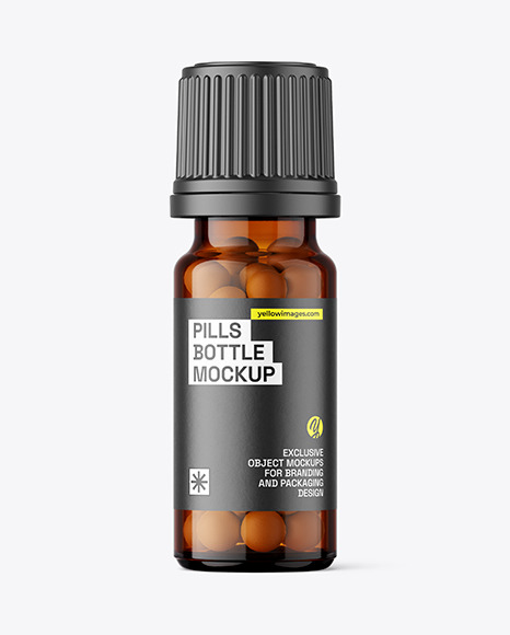 10ml Amber Pills Bottle Mockup