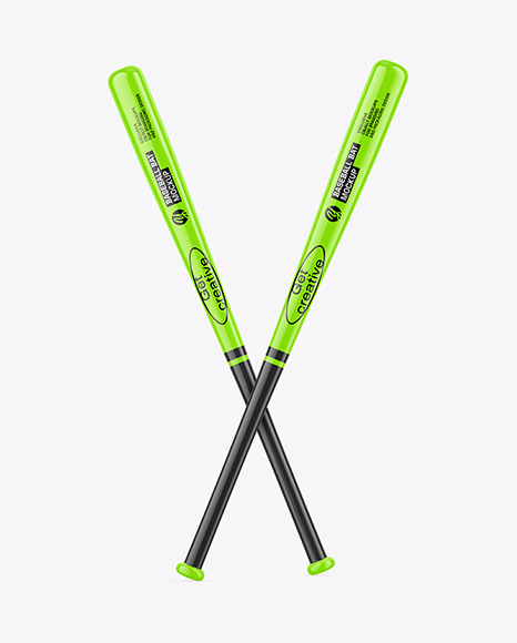 Two Glossy Baseball Bats Mockup