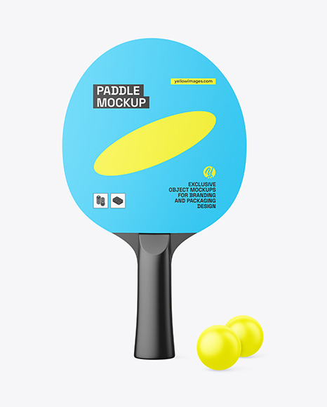 Matte Ping Pong Paddle &amp; Balls Mockup