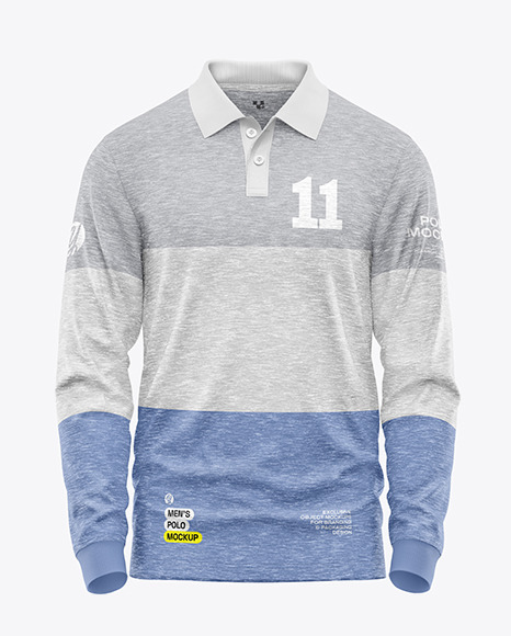 Melange Men&#039;s Long Sleeve Polo Shirt Mockup