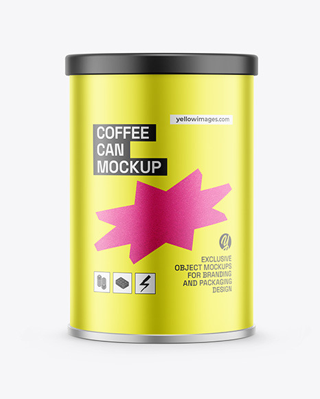 Coffee Tin Can with Matte Metallic Finish Mockup