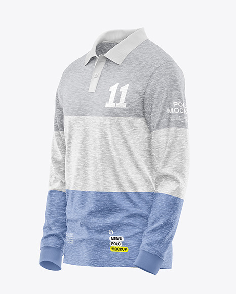 Melange Men&#039;s Long Sleeve Polo Shirt Mockup