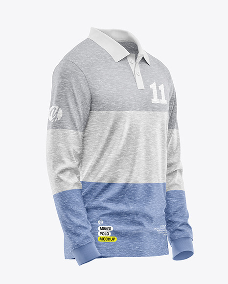 Melange Men&#039;s Long Sleeve Polo Shirt Mockup
