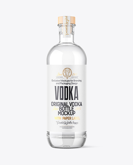 Clear Glass Vodka Bottle Mockup