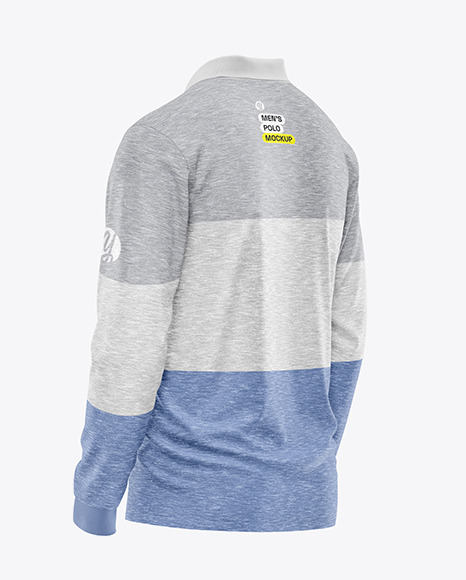 Melange Men&#039;s Long Sleeve Polo Shirt Mockup