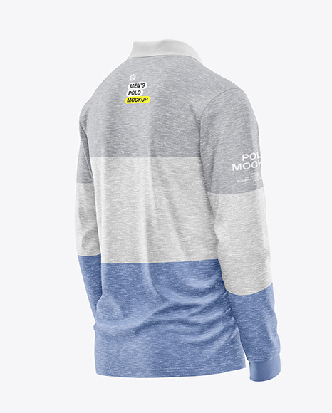 Melange Men&#039;s Long Sleeve Polo Shirt Mockup