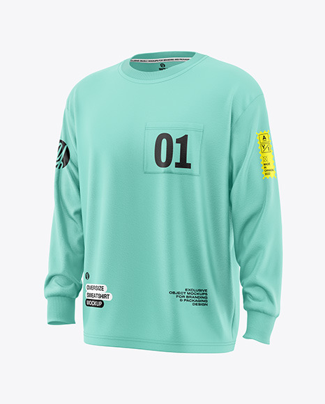 Men&#039;s Oversize Sweatshirt Mockup - Half Side View