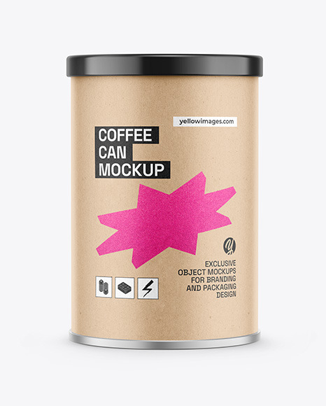 Coffee Tin Can with Kraft Paper Finish Mockup