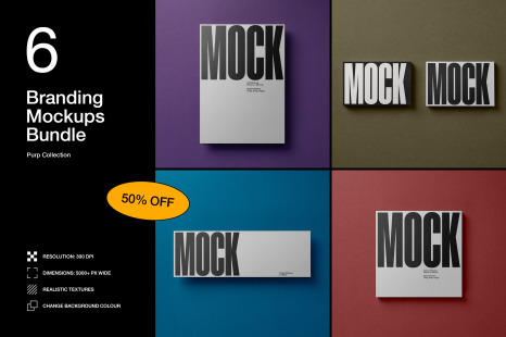 Branding Stationery Mockup Bundle &#039;Purp&#039; - 6 Stationery Mockups