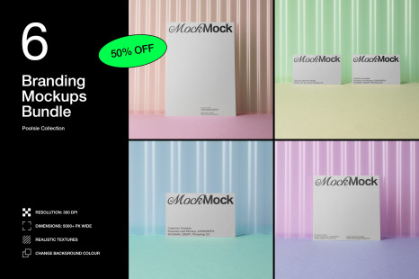 Branding Stationery Mockup Bundle &#039;Poolside&#039; - 6 Stationery Mockups