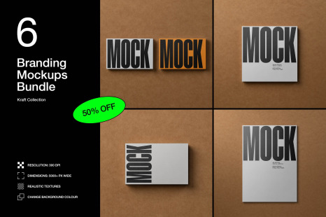 Branding Stationery Mockup Bundle &#039;Kraft&#039; - 6 Stationery Mockups