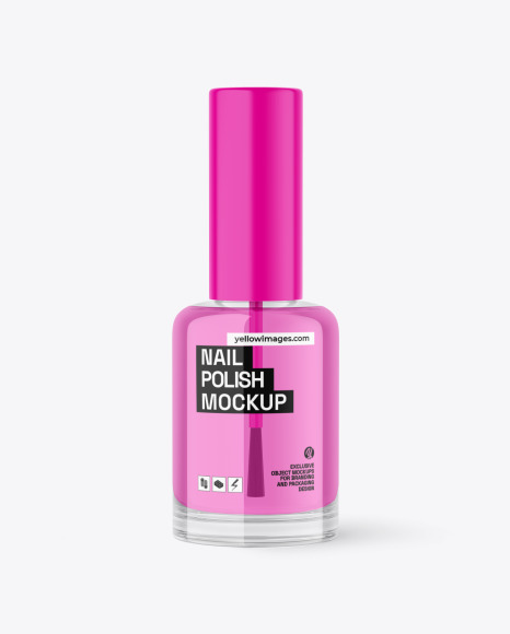 Clear Glass Nail Polish Bottle Mockup