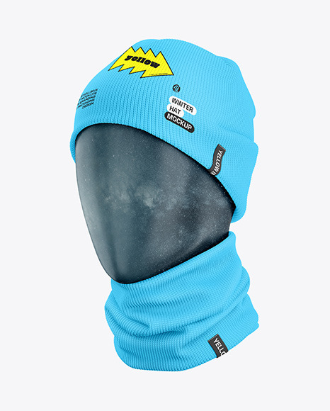 Winter Hat &amp; Buff Mockup - Half Side View