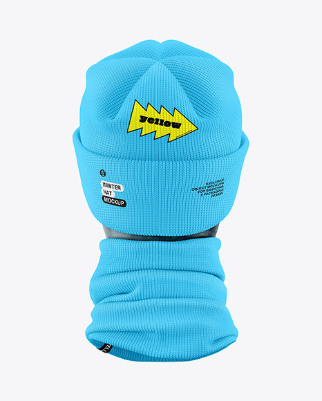 Winter Hat &amp; Buff Mockup - Back View