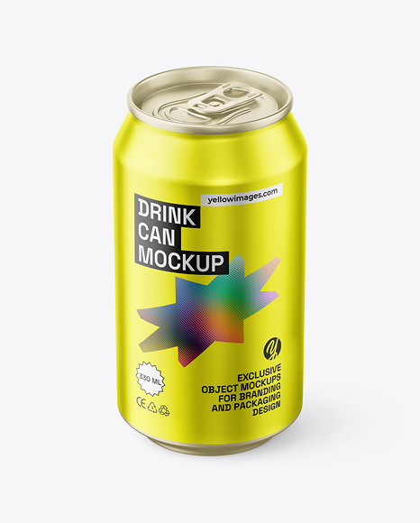 Matte Metallic Aluminium Drink Can Mockup