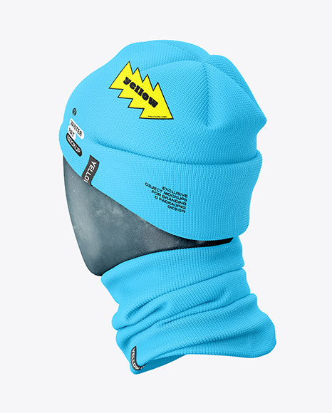 Winter Hat &amp; Buff Mockup - Back View