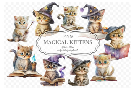 Magical Kittens Halloween clipart