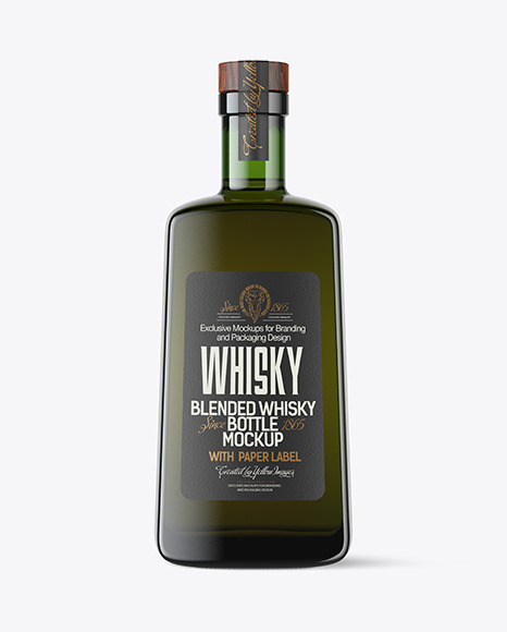 Green Glass Whisky Bottle Mockup