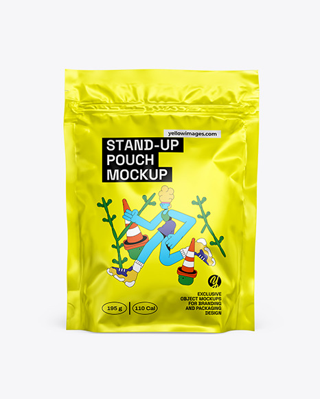 Matte Metallic Stand-up Pouch Mockup