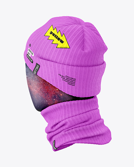 Winter Hat &amp; Buff Mockup - Back View