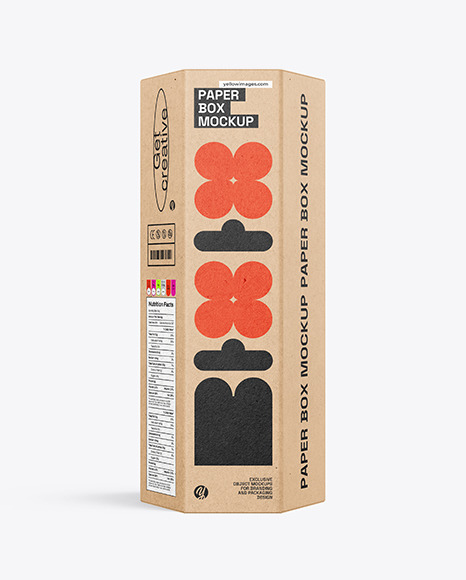 Hexagonal Kraft Paper Box Mockup