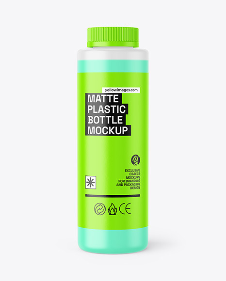Transparent Plastic Bottle Mockup - Front View