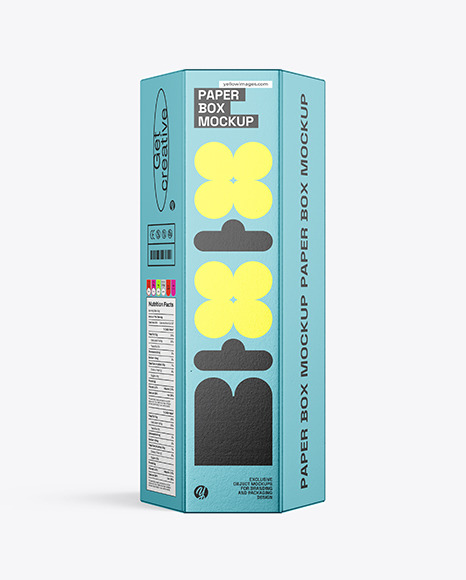 Hexagonal Metallized Paper Box Mockup