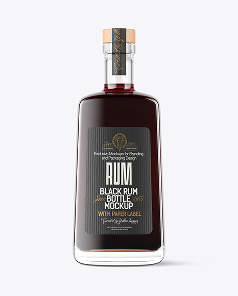 Clear Glass Black Rum Bottle Mockup