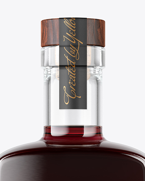 Clear Glass Black Rum Bottle Mockup