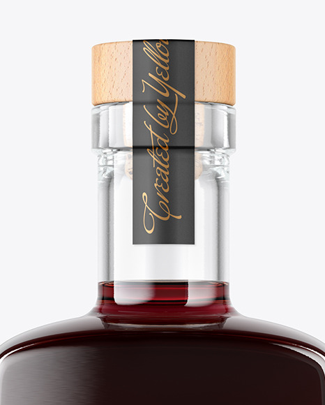 Clear Glass Black Rum Bottle Mockup