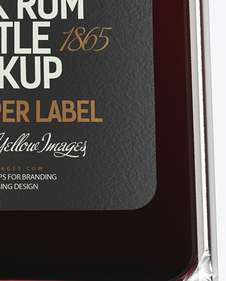 Clear Glass Black Rum Bottle Mockup