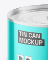 Glossy Metallic Tin Can Mockup
