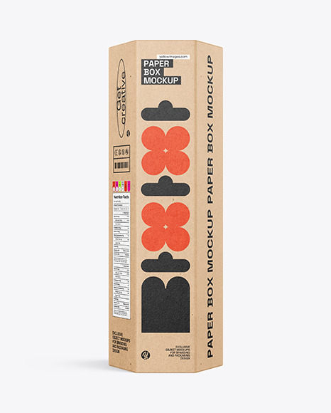 Hexagonal Kraft Paper Box Mockup