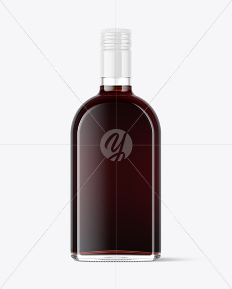 Clear Glass Black Rum Bottle Mockup