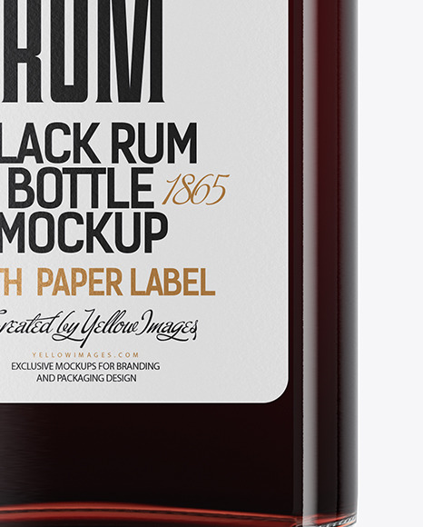 Clear Glass Black Rum Bottle Mockup