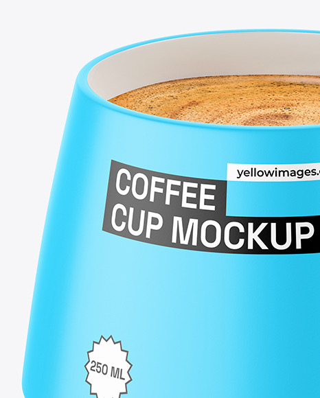 Matte Ceramic Cup with Coffee Mockup
