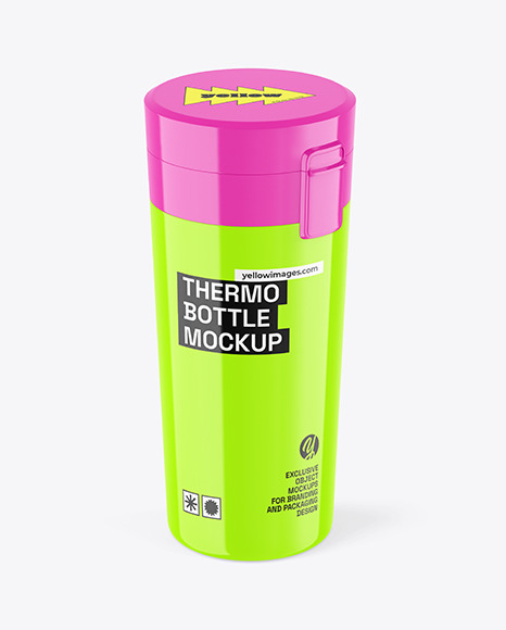 Glossy Thermo Bottle Mockup