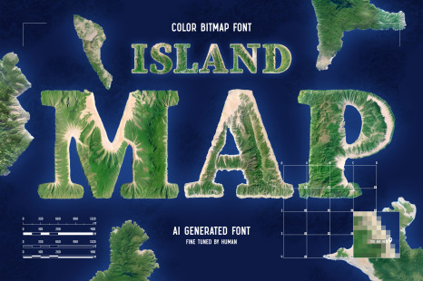 Island Map - Color Bitmap Font