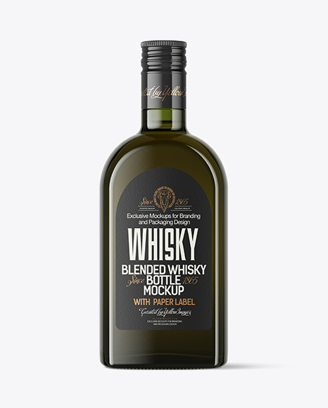 Green Glass Whisky Bottle Mockup