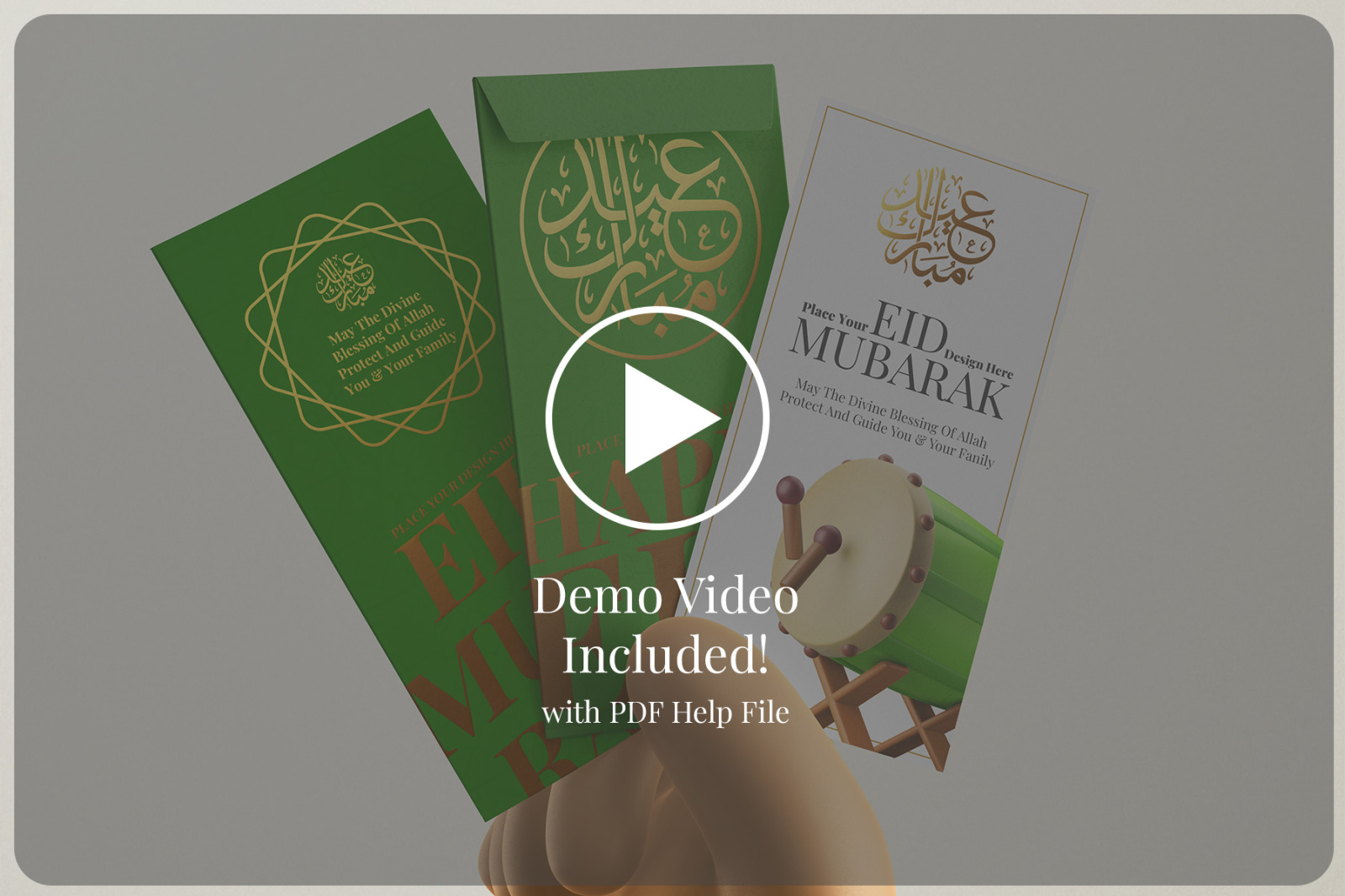 Eidi Gift Envelope Stationery PSD Mockup Set on Yellow Images Creative