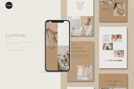 Lumine | 20 Pinterest Templates Canva | Pinterest Pin Design