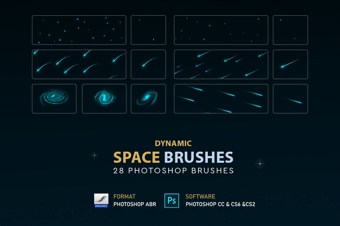 Space Photoshop Brushes on Yellow Images Creative Store