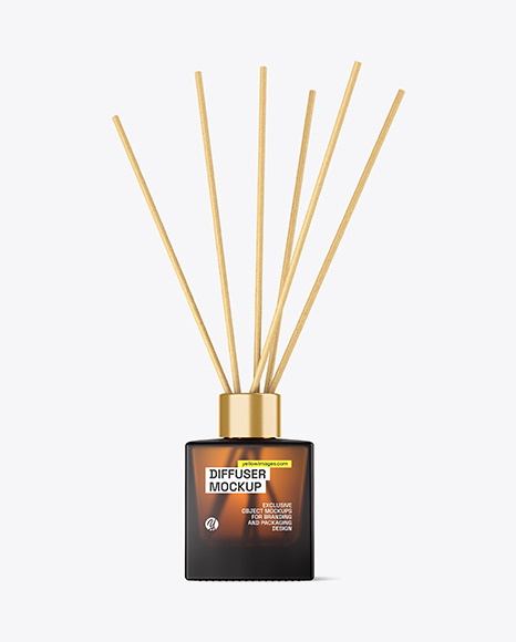 Frosted Amber Glass Diffuser Bottle Mockup