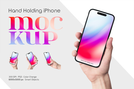 Hand Holding iPhone Mockup Set