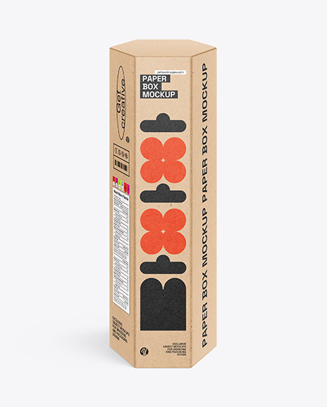 Hexagonal Kraft Paper Box Mockup